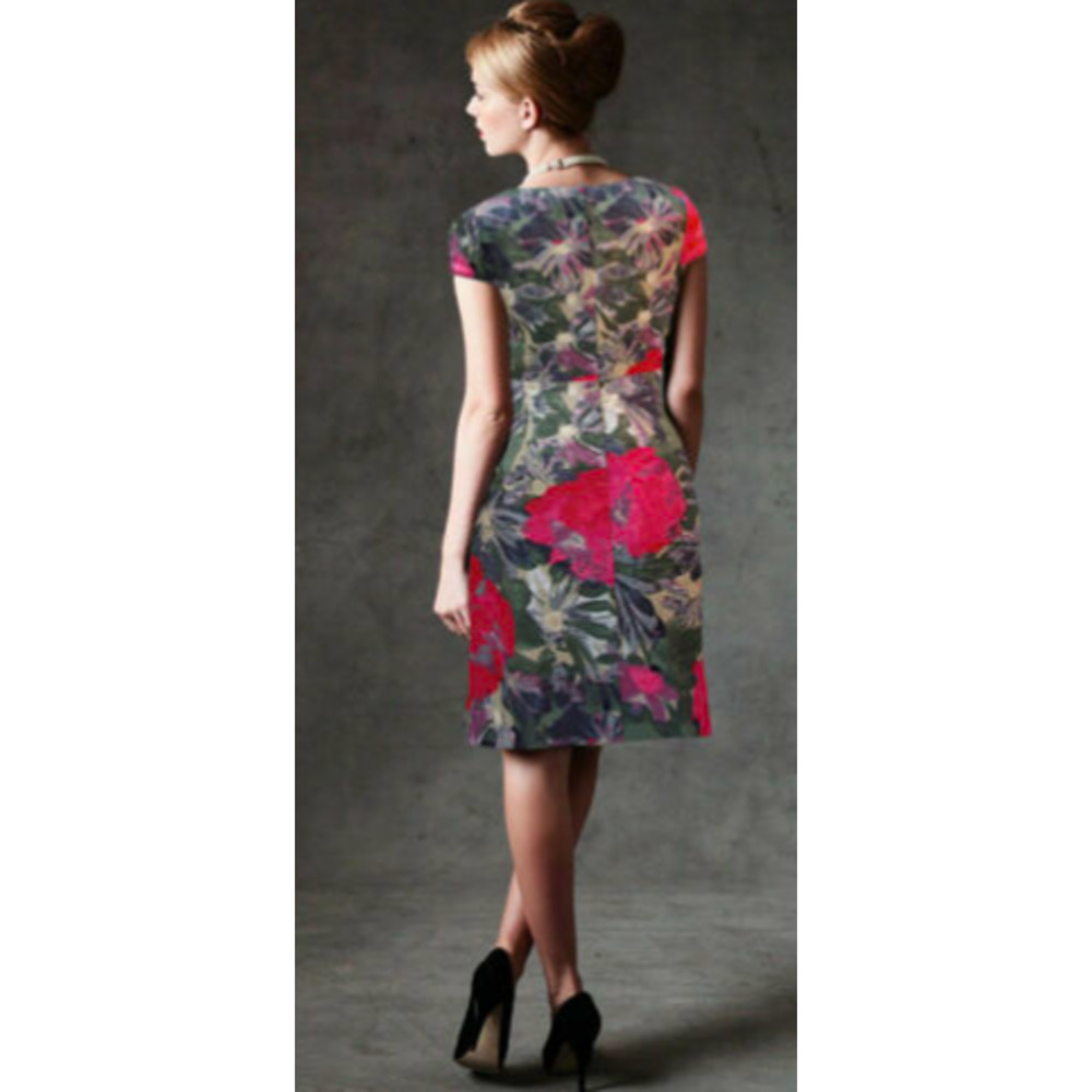 Banana Republic Mad Men Floral Sheath Dress Green Size 4 - Picture 2 of 8